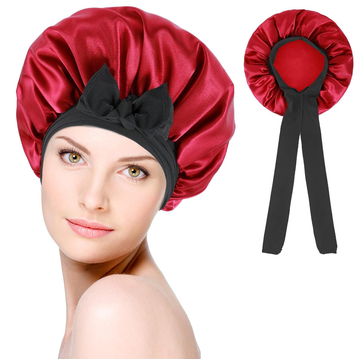Satin-Schlafhaube mit Band